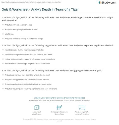 Tears of a Tiger Overview Quiz 